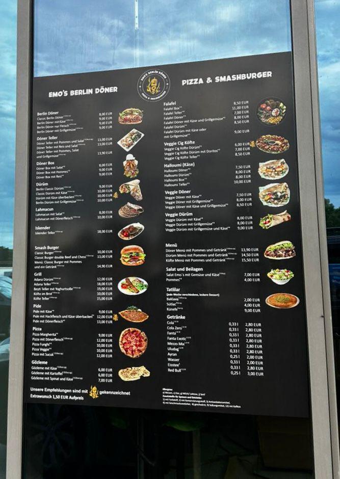Preisliste EMOS Berlin Döner